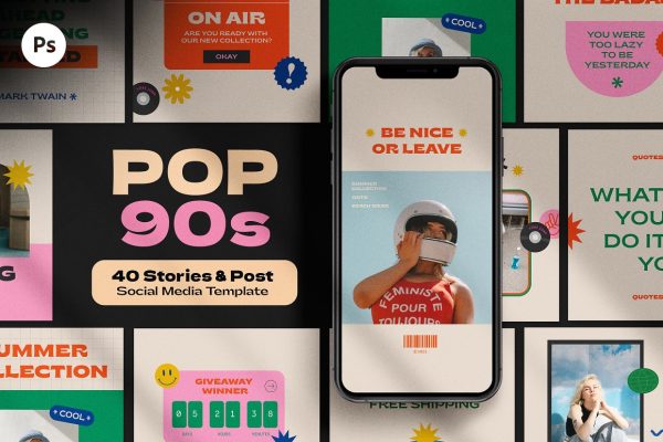Pop90s Social Media Templates