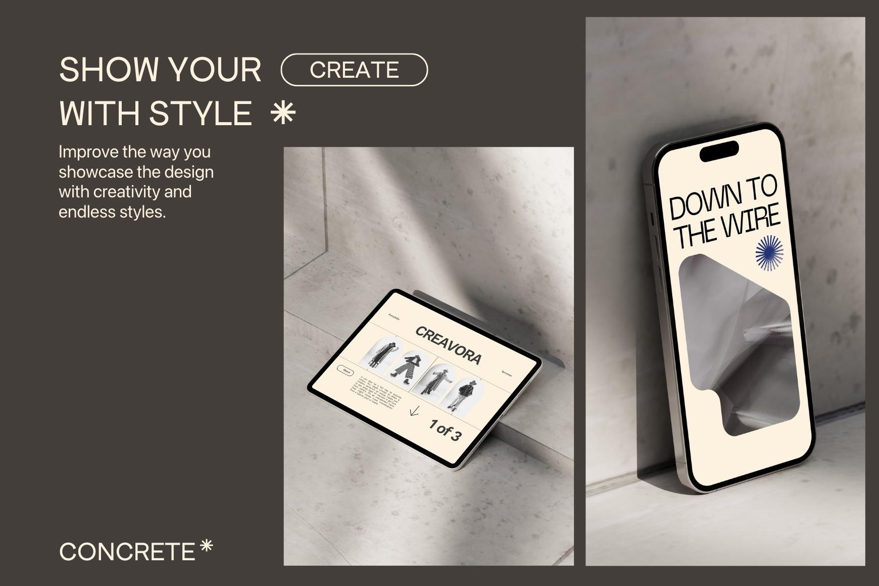 Concrete Free Mockup Bundle by Creavora