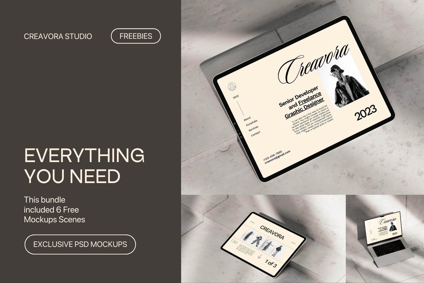 Concrete Free Mockup Bundle by Creavora