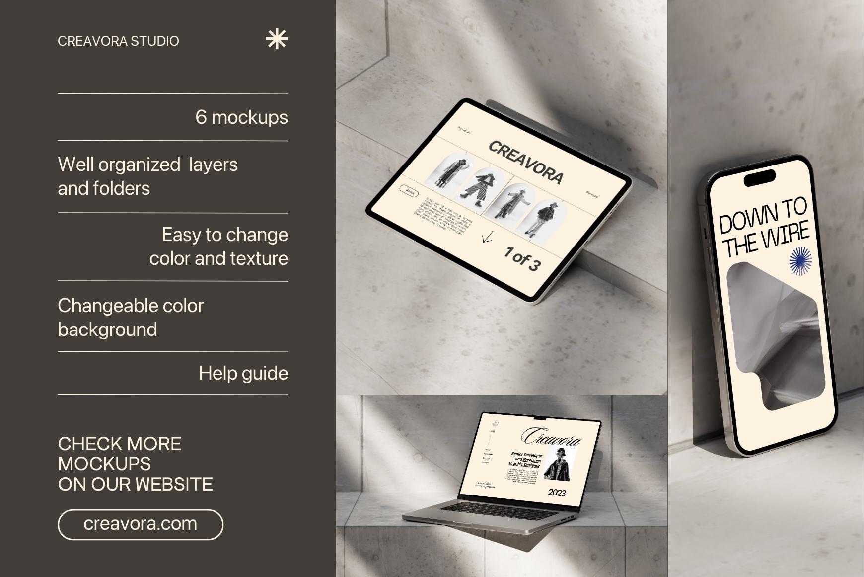 Concrete Free Mockup Bundle by Creavora